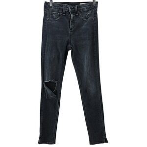 Rag & Bone Jeans Womens 26 Black 10 Inch Capri Distressed Ripped‎ Skinny USA